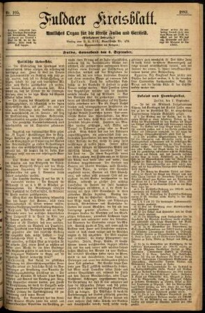 Ausgabe vom Samstag, den 08. September 1883.