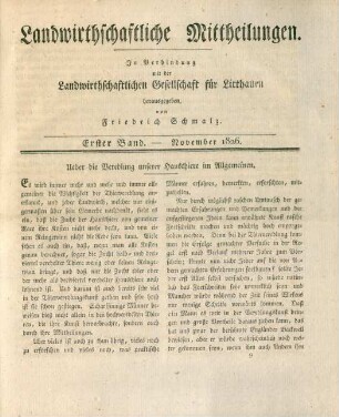 Erster Band. - November 1826.