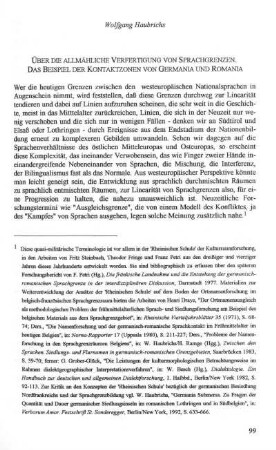 Über die allmähliche Verfertigung von Sprachgrenzen. Das Beispiel der Kontaktzonen von Germania und Romania