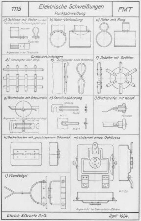 Elektrische Punktschweißung, Anwendungsbeispiele, April 1924 : Technikgeschichte | Elektrotechnik | Verbrauch elektrischer Energien | Elektrowerkzeuge