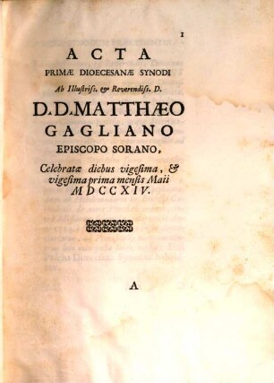 Synodus Dioecesana Sorani celebrata : anno 1714