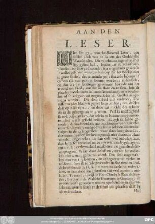 Aan Den Leser.