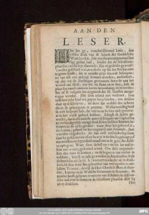 Aan Den Leser.