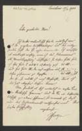Brief von Josef Franz Freyn an Unbekannt
