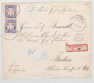 Ludwig II. von Bayern (1845 - 1886) Autographen: Brief von Ludwig II. an Fritz Brandt - BSB Autogr.Cim. Ludwig .68
