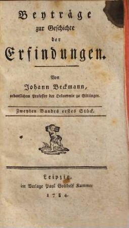 Beyträge zur Geschichte der Erfindungen, 2