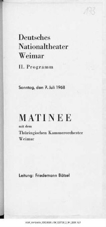 Matinee mit den Thüringischen Kammerorchester Weimar