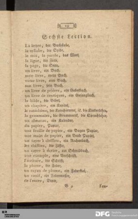 Sechste Lection.