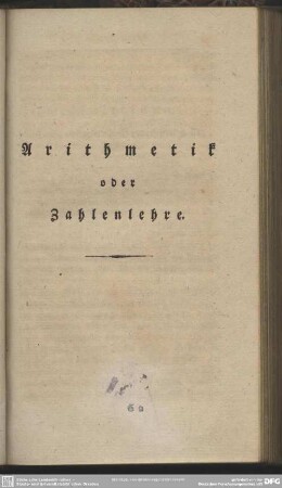 Arithmetik oder Zahlenlehre
