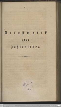 Arithmetik oder Zahlenlehre