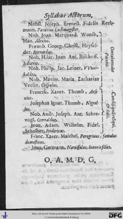 Syllabus Actorum.