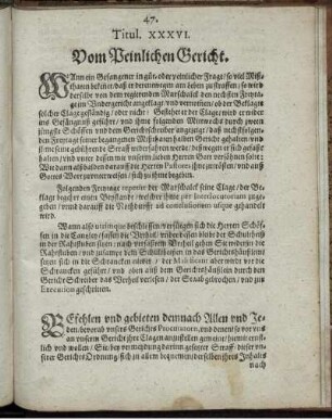 Titul. XXXVI. Vom Peinlichen Gericht
