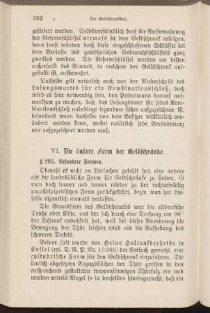 VI. Die äußere Form der Geldschränke.