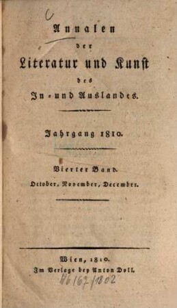 Annalen der Literatur und Kunst des In- und Auslandes. 1810, 4