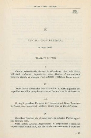 IX Tunisi - Gran Bretagna ottobre 1662