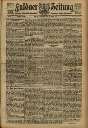 Erste Ausgabe vom Donnerstag, den 20. April 1911.