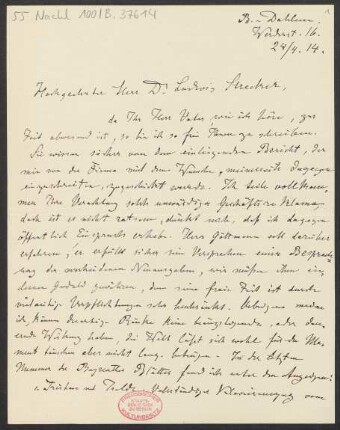 Brief an B. Schott's Söhne : 24.04.1914