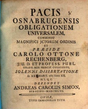 Pacis Osnabrugensis obligationem universalem