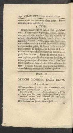 Sect. II. de Officiis Hominis Erga Deum.