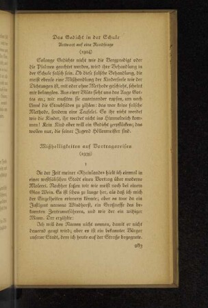 Mißhelligkeiten auf Vortragsreisen
