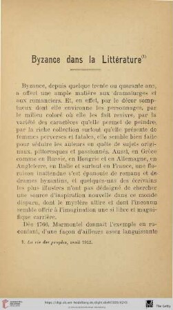 Byzance dans la Littérature