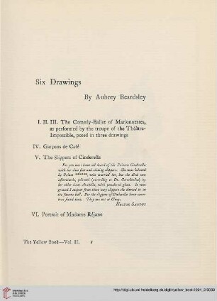 Plates: Six drawings by Aubrey Beardsley