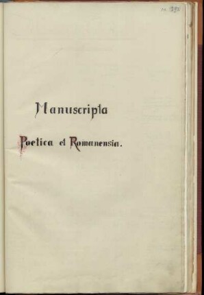 Manuscripta poetica et romanensia