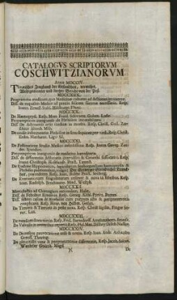 Catalogus scriptorum Coschwitzianorum