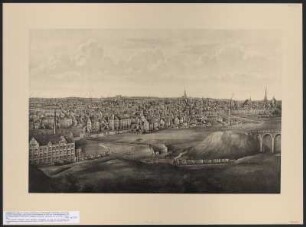 Ansicht von Freiberg i. Sachsen, Lichtdruck, 1910 : Frank, Emilie : [Freiberg/Sa.] / [nach der Natur gezeichnet von E. Frank]. - [Zöblitz] : [Knäbchen] , [um 1910]. - 1 Kunstbl. : einfarb. Lichtdr. ; Bildgröße 36 x 54 cm, Blattgröße 48 x 65 cm