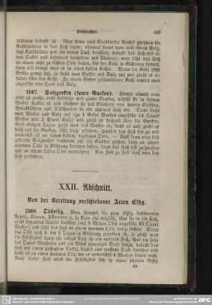 XXII. Abschnitt. Von der Bereitung verschiedener Arten Essig