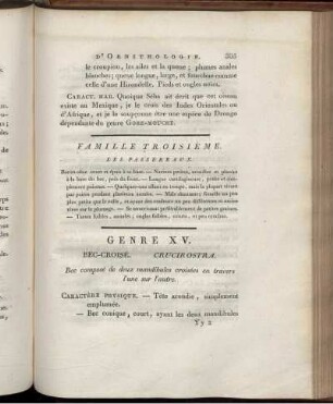 Genre XV. BEC-CROISÉ. [bis] Genre XVIII. GROS-Bec.
