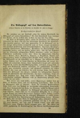 ¬Die¬ Pädagogik auf den Universitäten : (offenes Schreiben an die Redaktion)