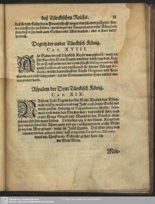 Degritz der ander Türckisch König. Cap. XVIII.