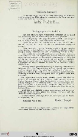 Verkaufs-Ordnung – Bedingungen der Auktion