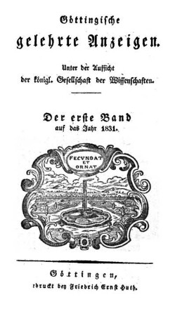 1831,1: Göttingische gelehrte Anzeigen