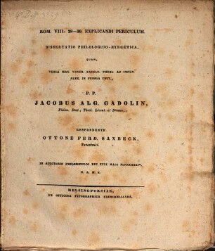 Rom. VIII. 28 - 30. explicandi periculum : Dissertatio philologico-exegetica