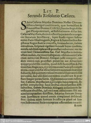 Lit. P. Secunda Resolutio Caesarea