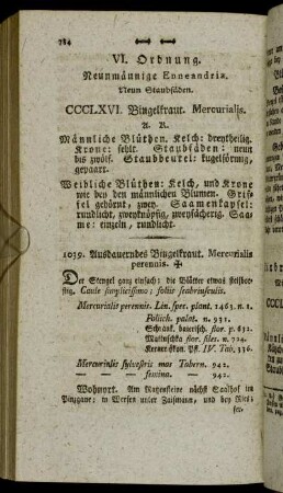 VI. Ordnung. Neunmännige Enneandria. Neun Staubfäden