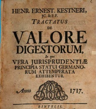 Tractatus de valore Digestorum
