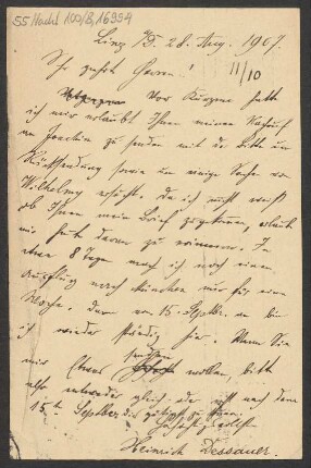 Brief an B. Schott's Söhne : 28.08.1907