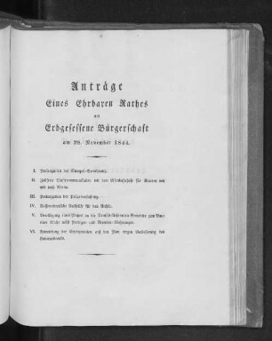 Acta Conventus Senatus et Civium, Iovis d. 28. Novemb. 1844