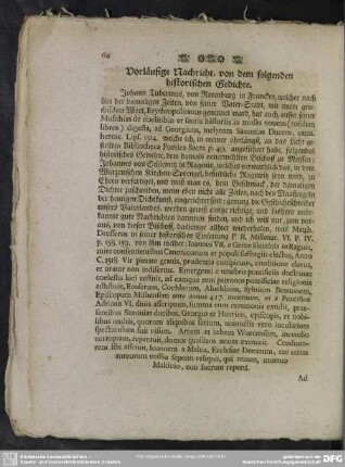 Vorläufige Nachricht, von dem folgenden historischen Gedichten