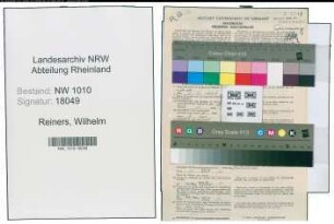 Entnazifizierung Wilhelm Reiners , geb. 18.03.1886 (Eisenbahner)