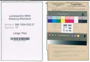 Entnazifizierung Paul Lange , geb. 03.07.1907 (Techn.Angestellter)