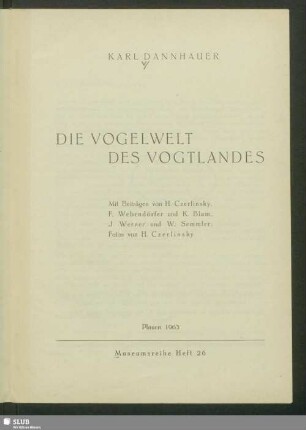 Die Vogelwelt des Vogtlandes