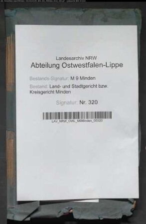 Erbschaftsstempel (Nachlassregelungen). Kreisgericht Minden