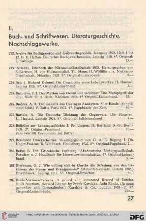 II. Buch- und Schriftwesen. Literaturgeschichte. Nachschlagewerke