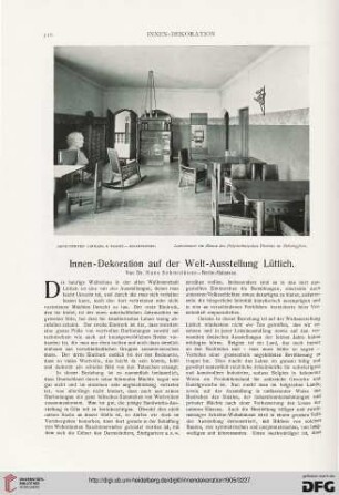 Innen-Dekoration auf der Welt-Ausstellung Lüttich