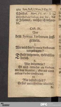 Cap. IV. Von dem Syntaxi Verborum insgemein.