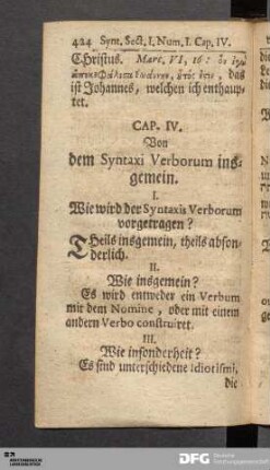Cap. IV. Von dem Syntaxi Verborum insgemein.